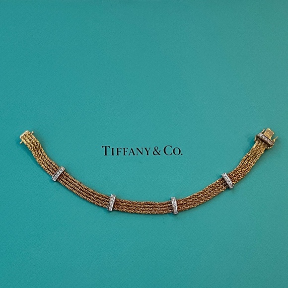 Tiffany & Co. Jewelry - TIFFANY & CO. Vintage 18k Gold & Diamond Rope Bracelet
